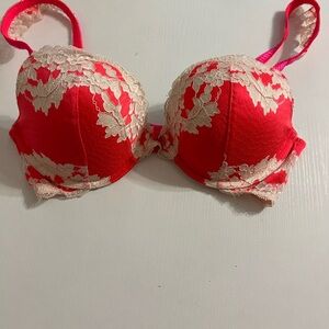 Lace Trimmed Pink Bra